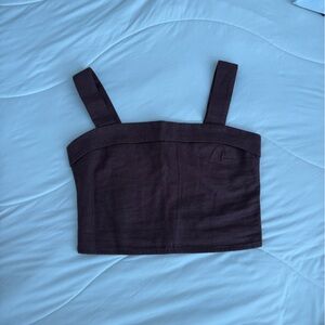 Abercrombie & Fitch Brown Linen Crop Top